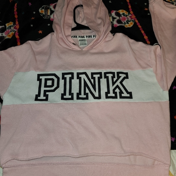 Victoria Secret Pink Crop Pink hoodie small. - Picture 1 of 11